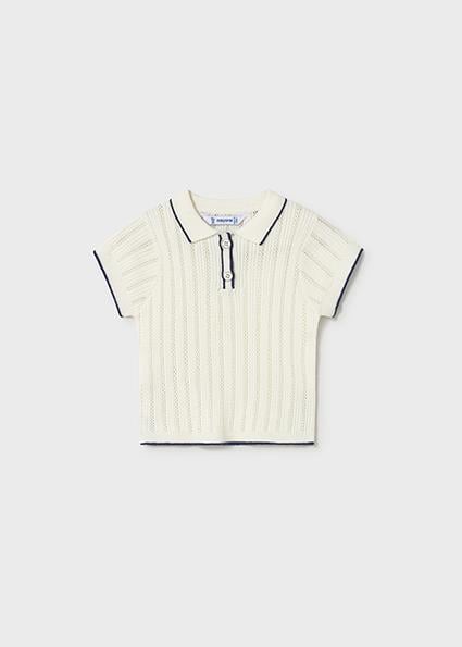 Mayoral Kız Bebek Polo Yaka Triko T-shirt Krem 01104
