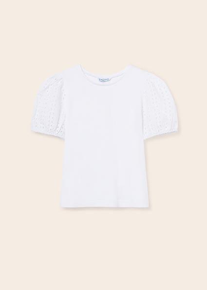 Mayoral Kız Çocuk Beyaz T-shirt Kısa Kol 6046