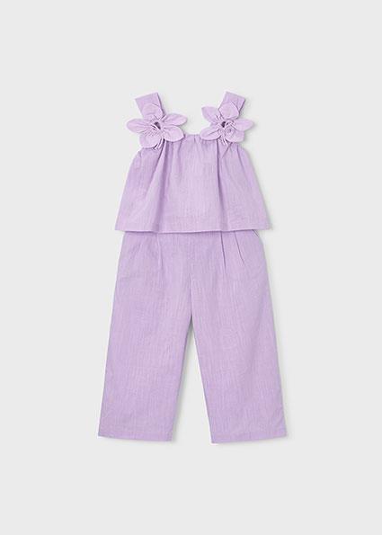Mayoral Kız Çocuk Çiçekli Bluz ve Pantolon Takım Mor - 03596