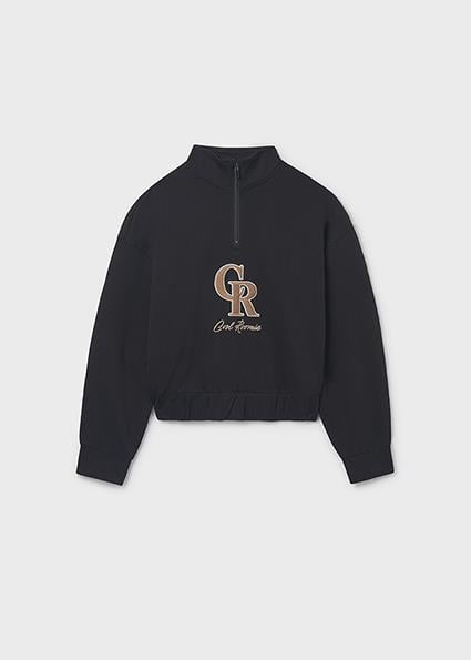 Mayoral Siyah Kız Çocuk Kabartmalı Sweatshirt 7424