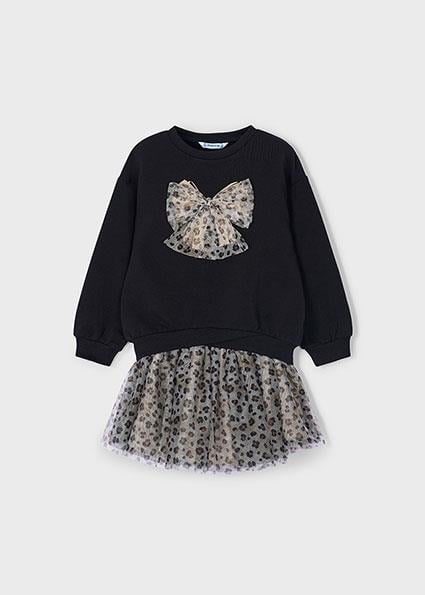 Mayoral Siyah Kız Çocuk Sweatshirt ve Tül Etek Takım 4936