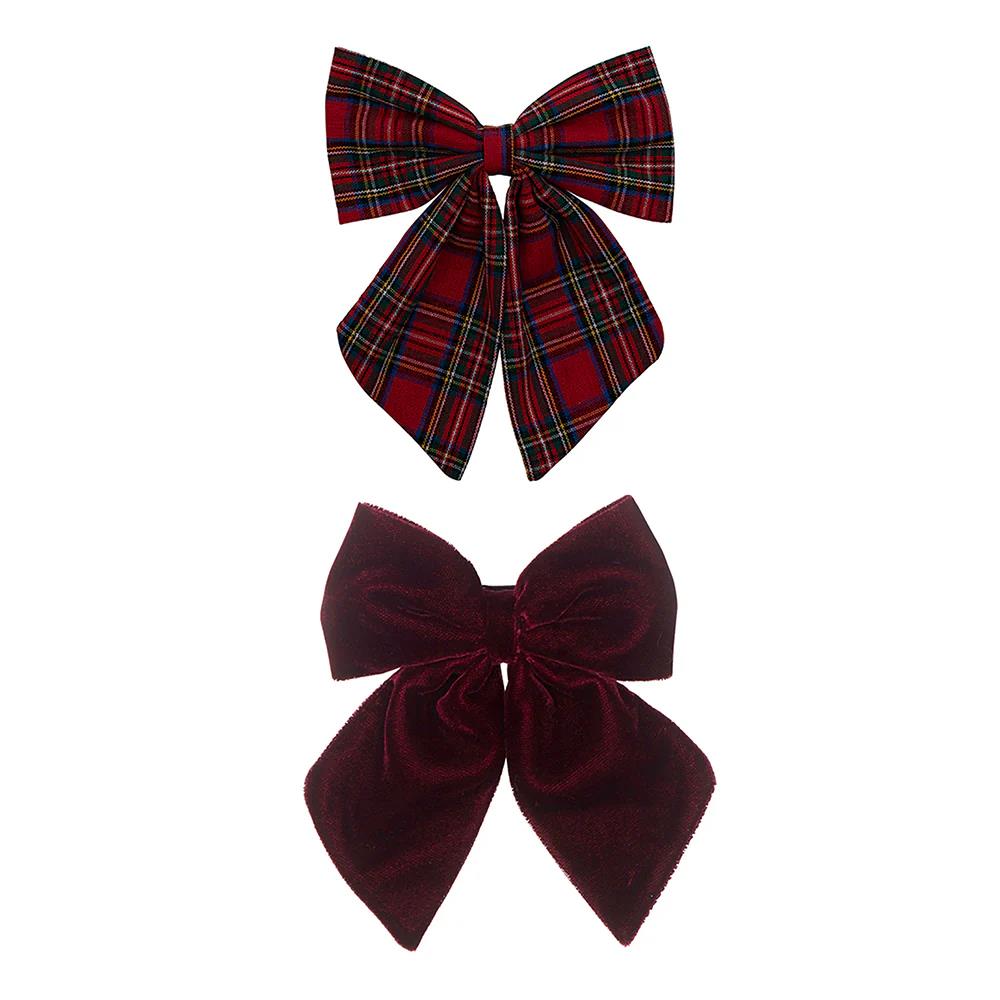 Mimi & Lula Tartan Agnes Bow 2'li Toka - Red