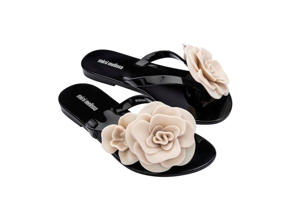Mini Melissa Harmonic Petals INF Kız Çocuk Parmak Arası Terlik 37821-Siyah