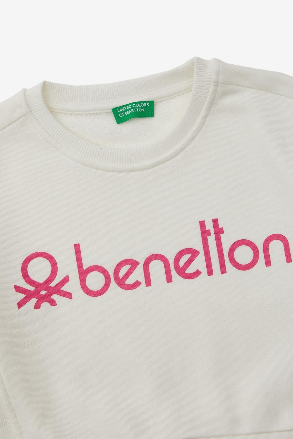 United Colors of Benetton Kız Çocuk Beyaz Sweatshirt
