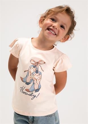 Mayoral Kız Çocuk Baskılı T-shirt Somon - 03007