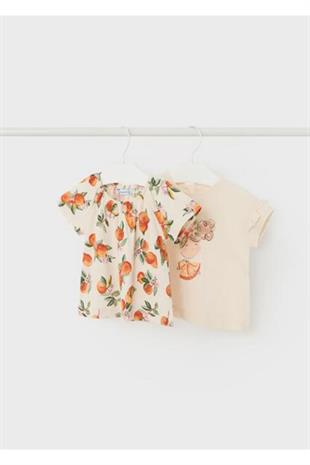 Mayoral Kız Bebek T-shirt 2'Li Kısa Kol 01008