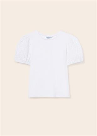 Mayoral Kız Çocuk Beyaz T-shirt Kısa Kol 6046