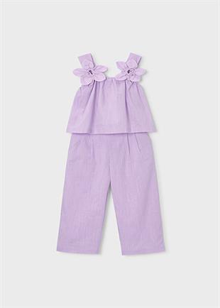Mayoral Kız Çocuk Çiçekli Bluz ve Pantolon Takım Mor - 03596