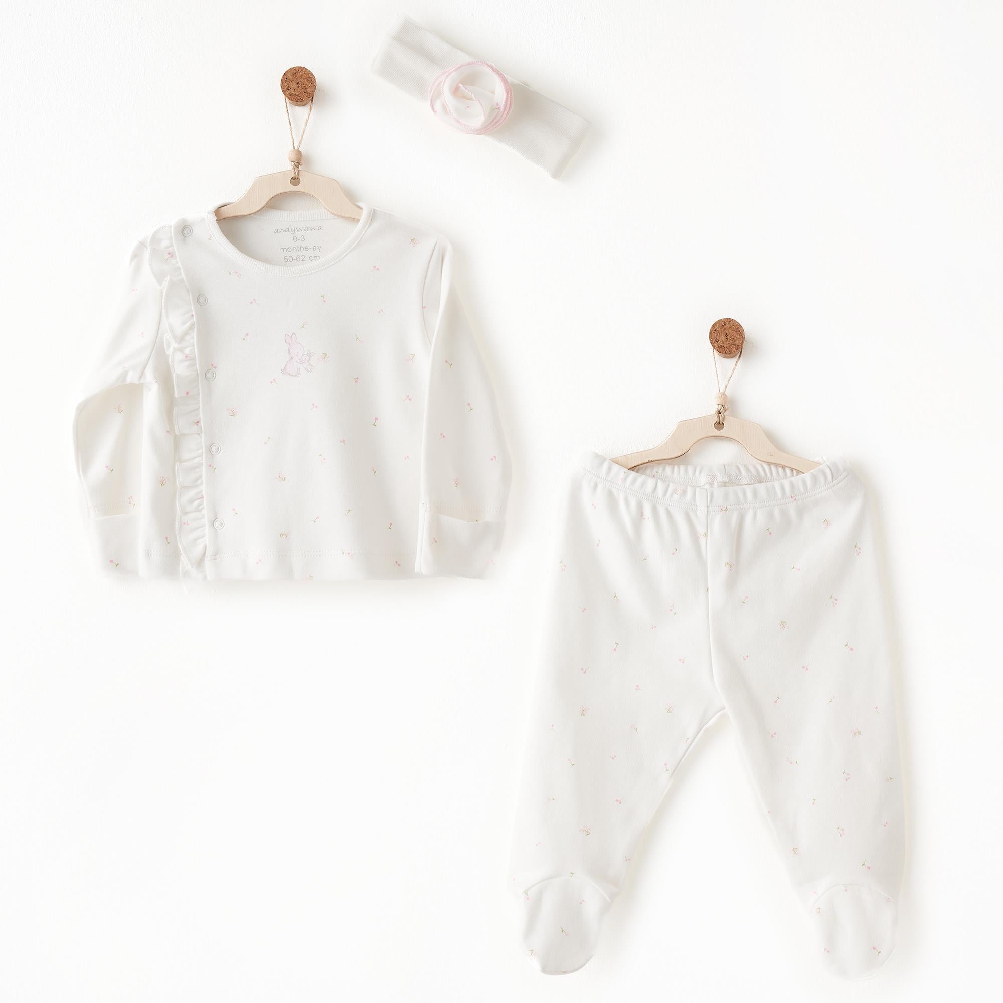 Andywawa Summer Time Kız Bebek 3 Parça Zıbın Takım AC26509