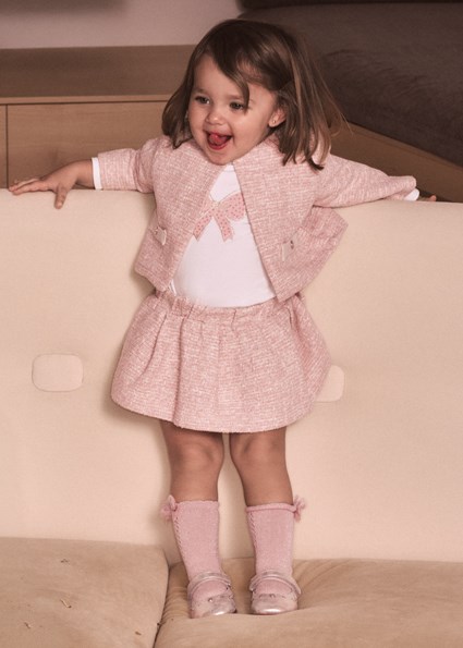 Mayoral Pembe Kız Bebek 3 Parça Etek Ceket Bluz Set 2954