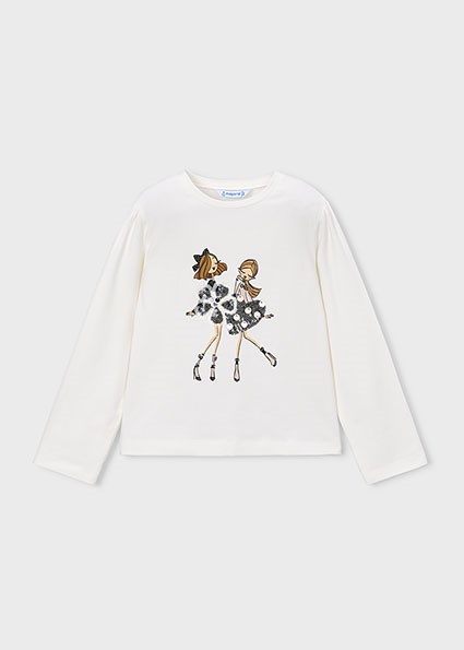 Mayoral Krem Kız Çocuk Uzun Kollu T-shirt 4033