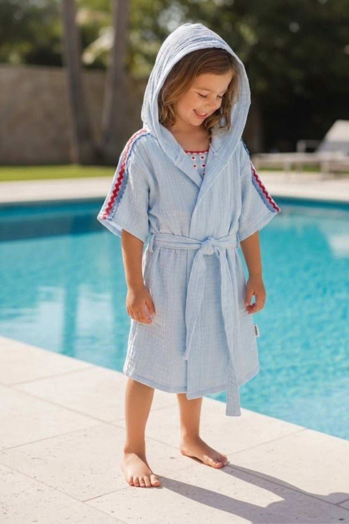 Melomel Beach Cover-Up Blue Kız Çocuk Müslin Panço