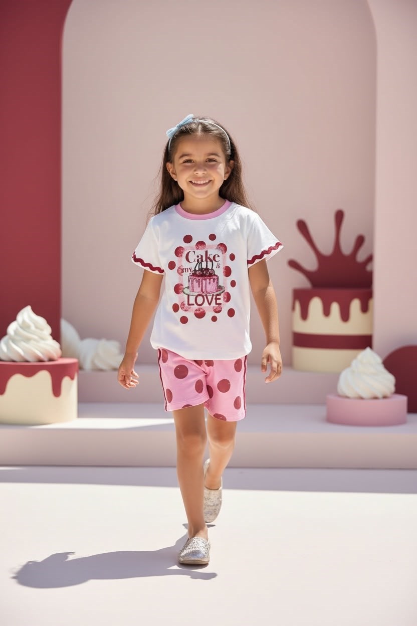Melomel Cake Kız Çocuk T-shirt Şort Takım
