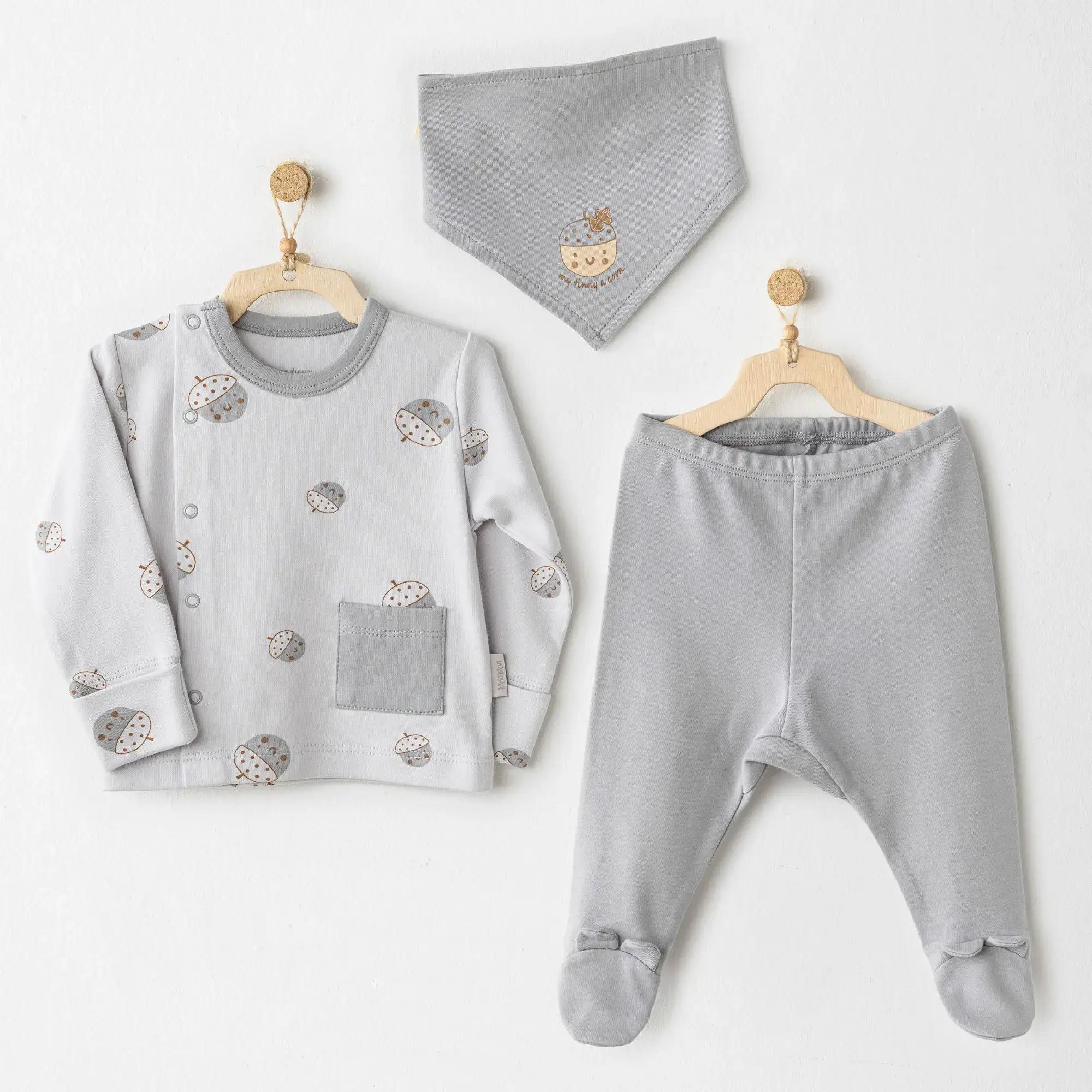 Andywawa AC26103 Hello Autumn 3`lü Zıbın Takım Gri