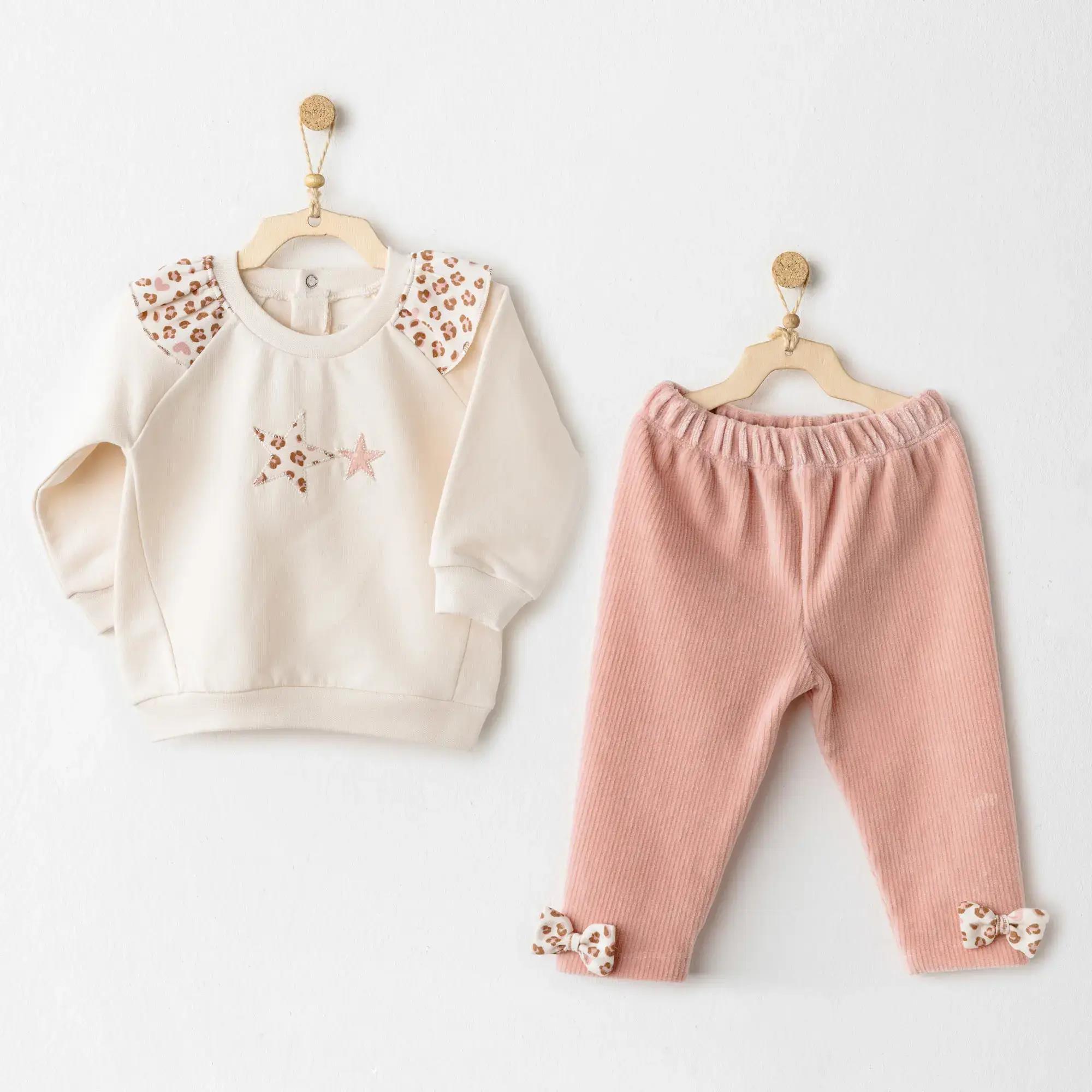 Andywawa AC26236 Little Leopard 2`li Takım Ekru Pembe