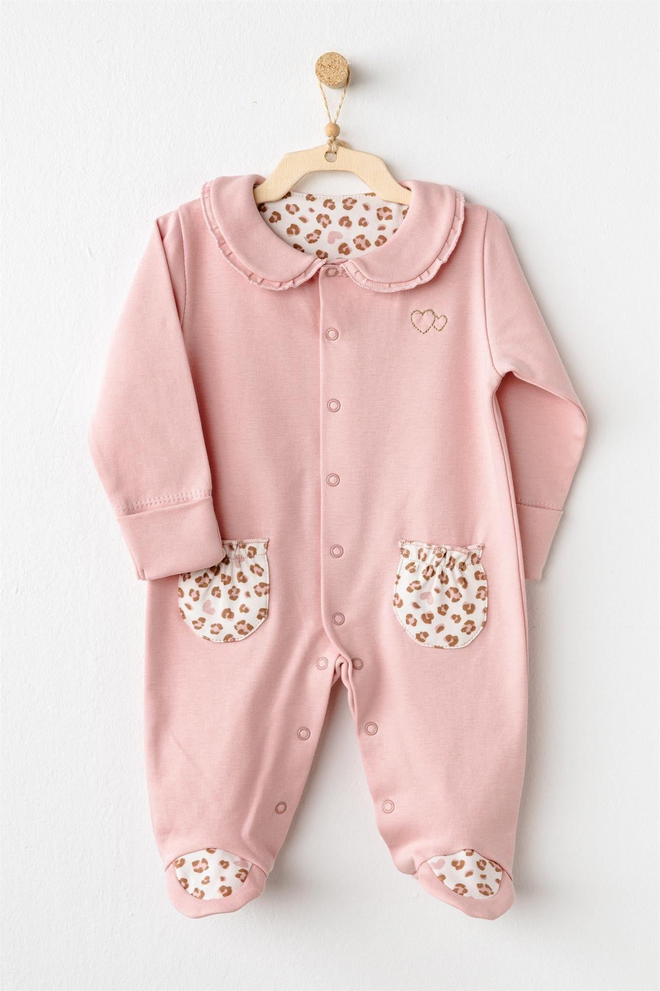 Andywawa Bebek Little Leopard Romper Tulum Pembe AC26240
