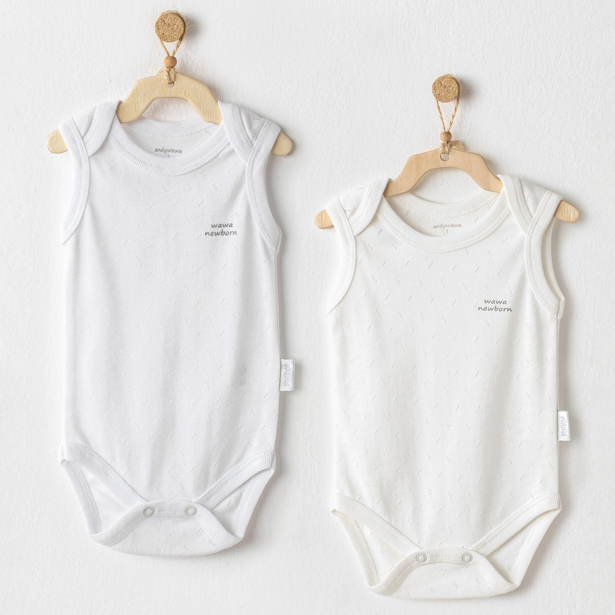 Andywawa Erkek Bebek Body 2 Pcs Tank Body Basıc Ecru