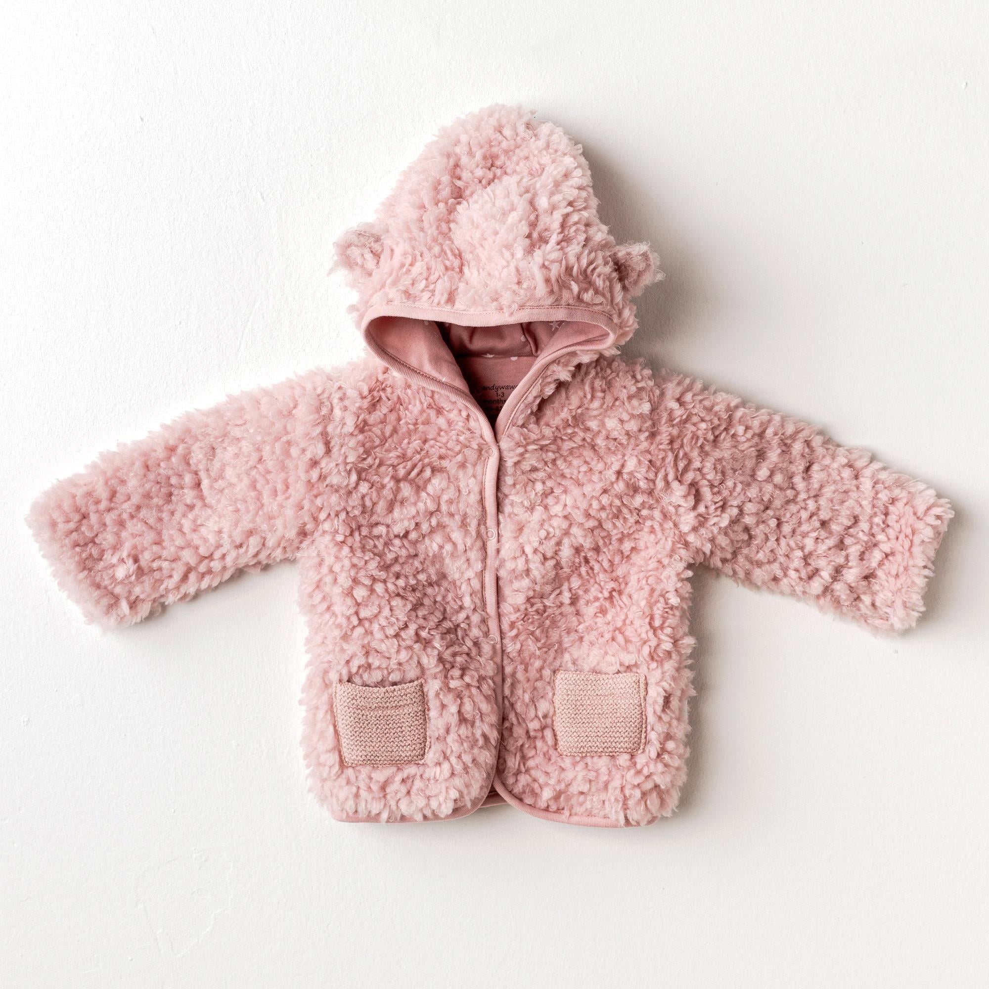 Andywawa Kız Bebek Coat Plush Puppy Gazelle Mont Pembe AC25058
