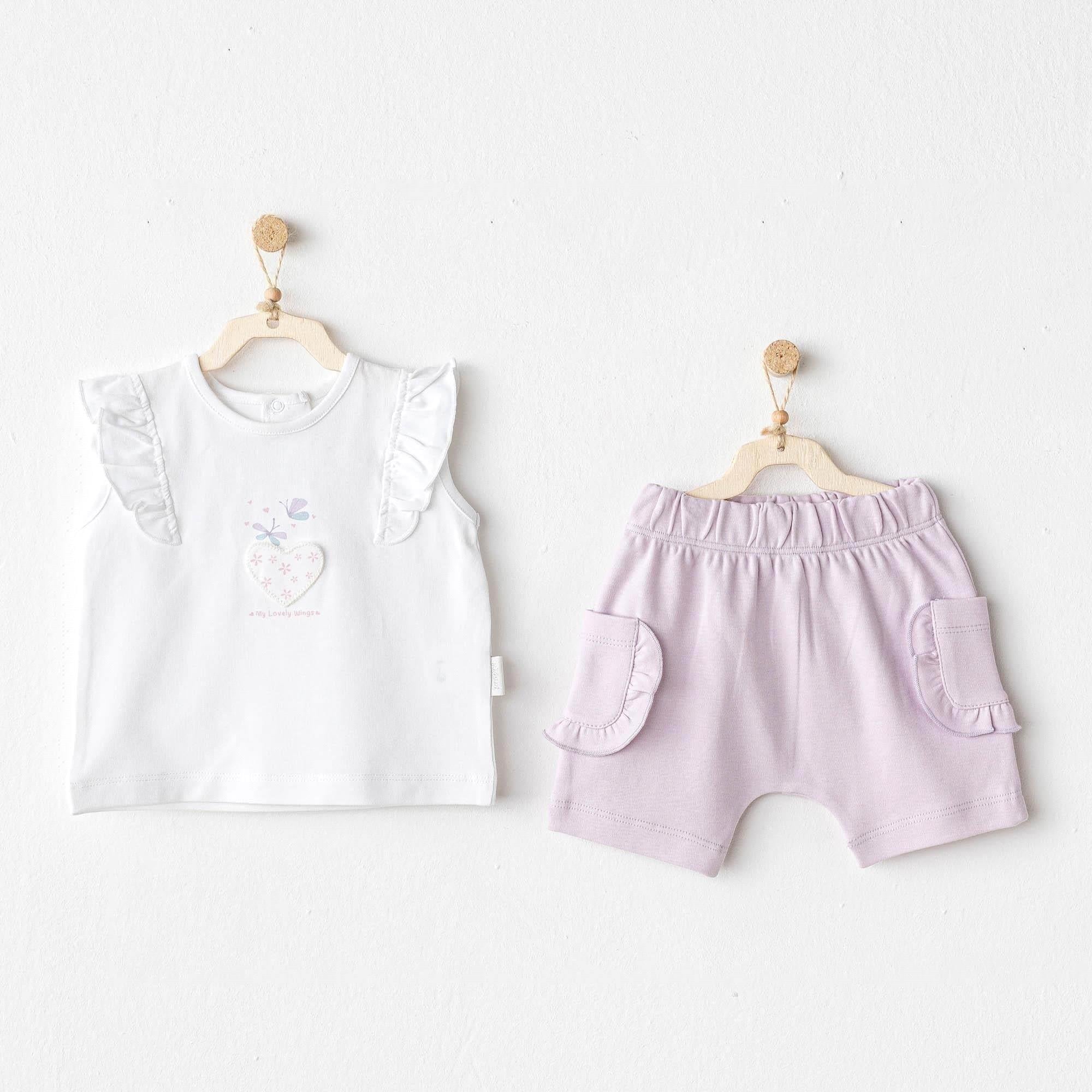 Andywawa Kız Bebek Magical Butterfly Alt Üst Takım Lila AC25581