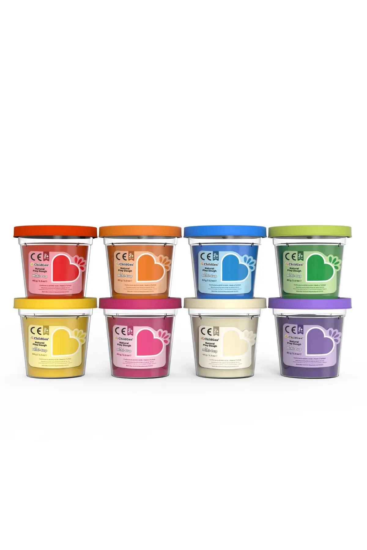 ChildGen Doğal Oyun Hamuru - Mini-Cup- 8'li Set (8x65gr)