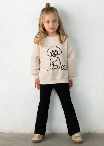 Mayoral Bej-Siyah Kız Çocuk Tayt Sweatshirt Takım 4733