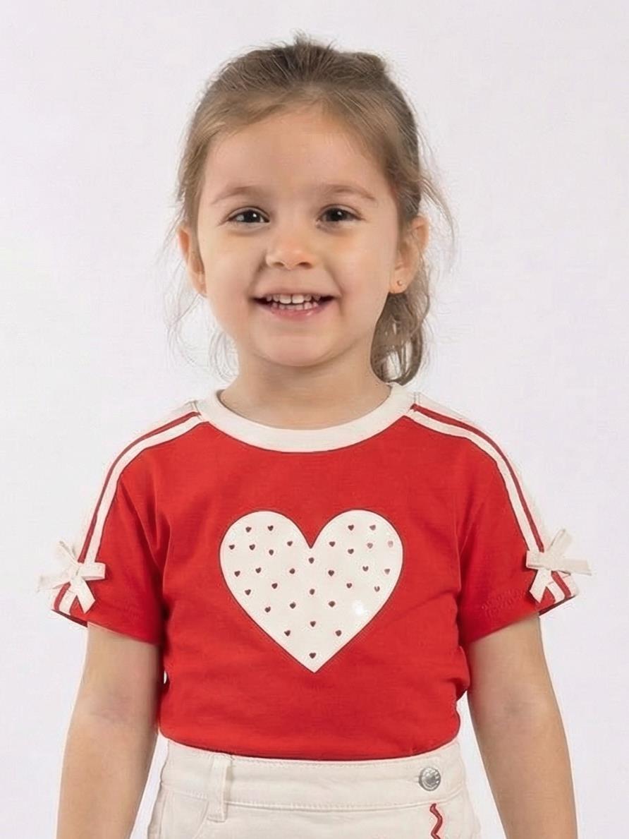 Escabel Kız Çocuk Kalp Detaylı T-shirt 36219