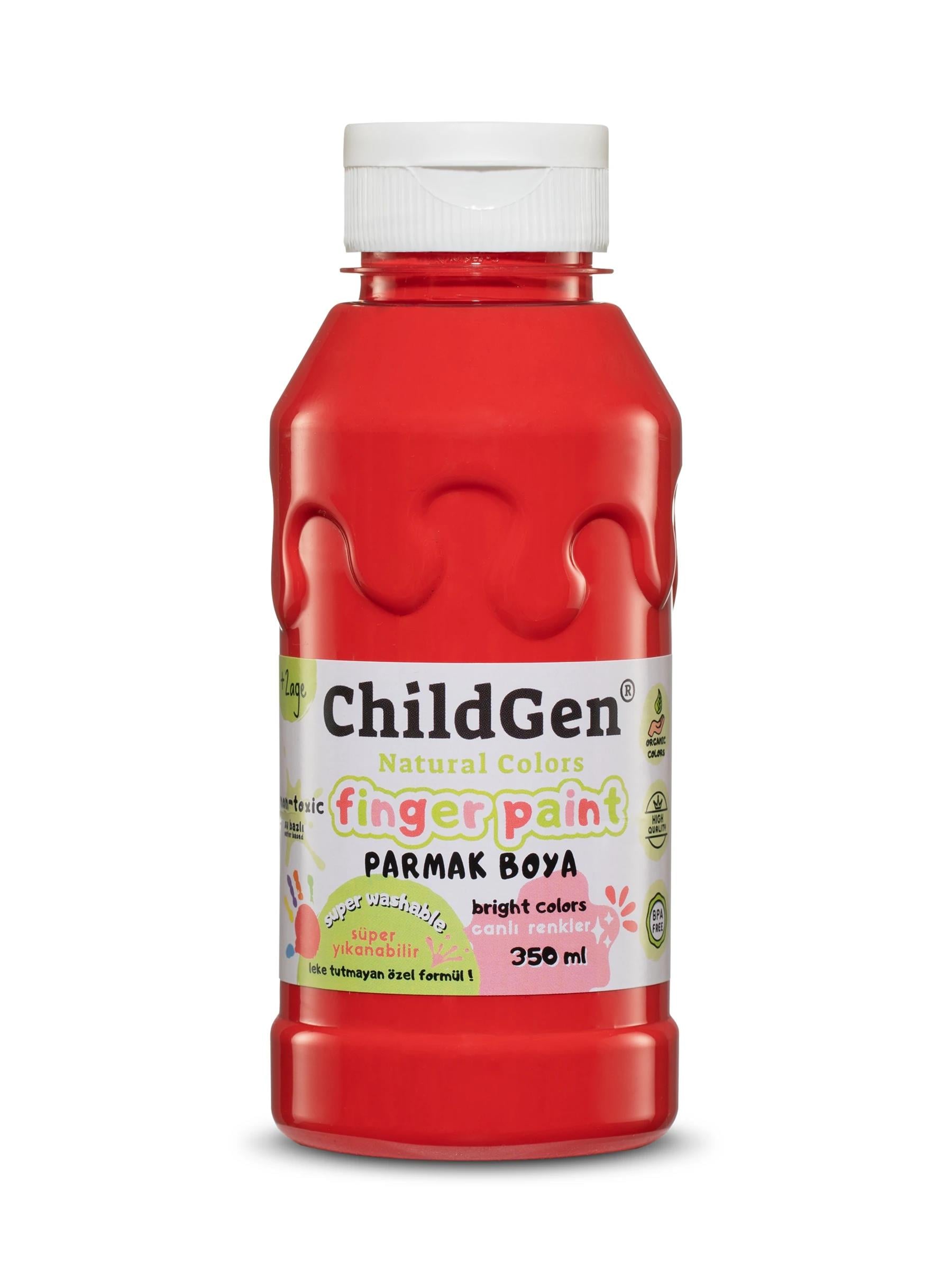 ChildGen Süper Yıkanabilir Parmak Boya 350ML - Kırmızı