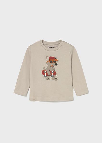 Mayoral Bej Erkek Bebek Uzun Kollu Baskılı T-shirt 2070