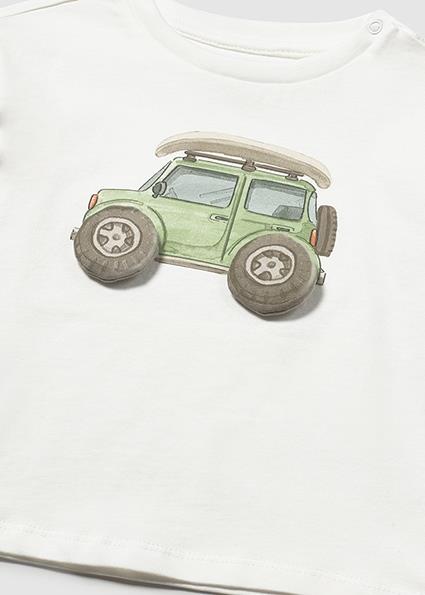 Mayoral Erkek Bebek Aplikeli Kısa Kollu T-shirt Krem - 01011