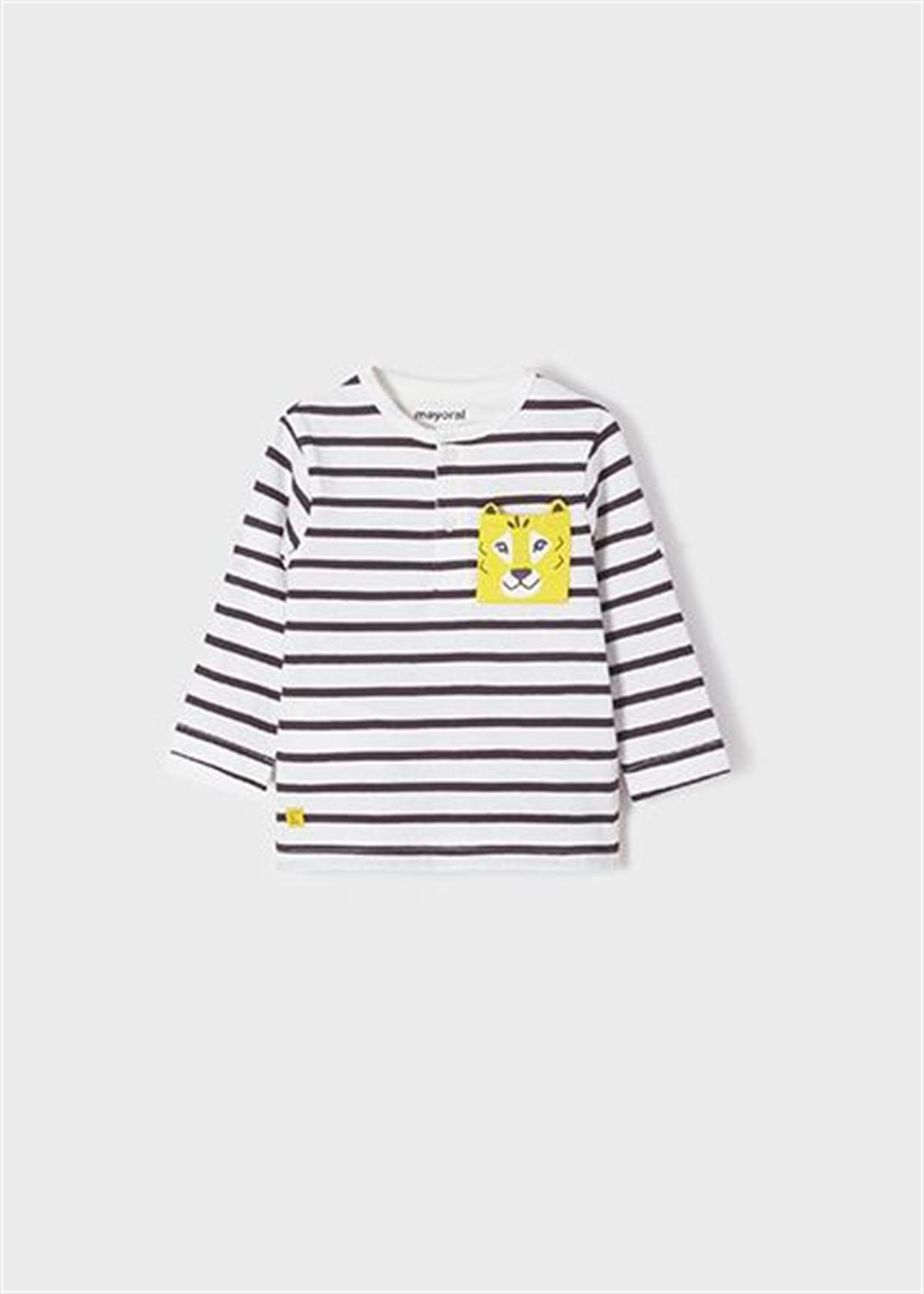 Mayoral Erkek Bebek Gri Tshirt-Çizgili Uzun Kol 