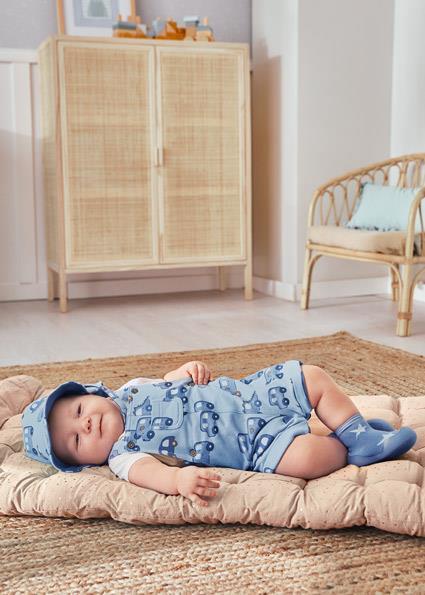 Mayoral Erkek Bebek Mavi Set-Tulum Ve Çifttaraflı Şapka