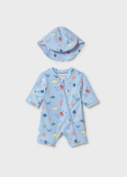 Mayoral Erkek Bebek UV Korumalı Boneli Mayo Takım Mavi - 01620