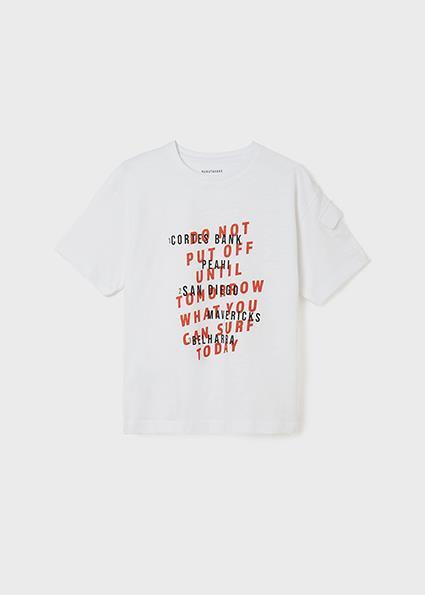 Mayoral Erkek Çocuk Beyaz Tshirt-Kısa Kol-Ceplı 
