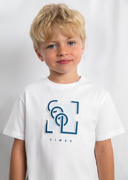 Mayoral Erkek Çocuk Kabartma Desenli T-shirt Beyaz - 03058