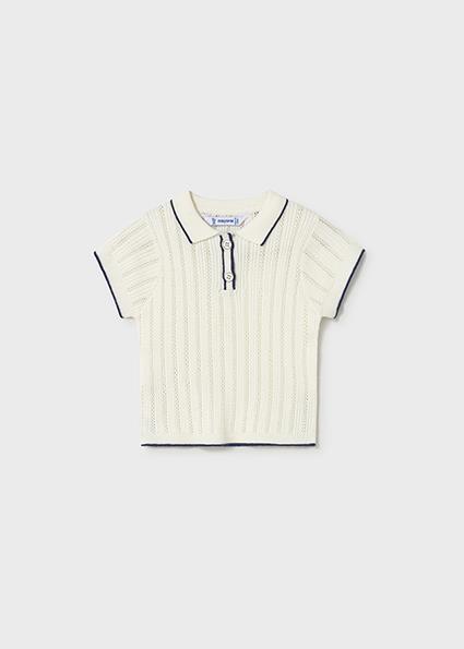 Mayoral Kız Bebek Polo Yaka Triko T-shirt Krem 01104