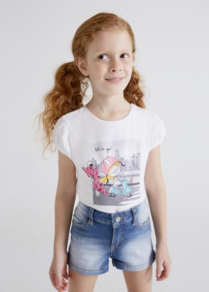 Mayoral Kız Çocuk Beyaz Tshirt-Kısa Kol 