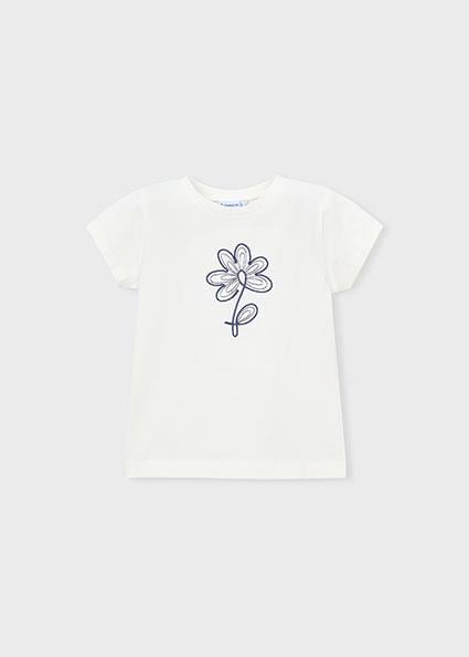 Mayoral Kız Çocuk Çiçek Desenli T-shirt Krem - 00174