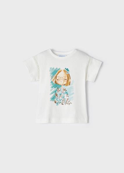 Mayoral Kız Çocuk Krem Tshirt-Kısa Kol 