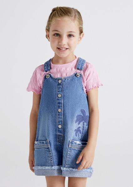 Mayoral Kız Çocuk Mavi Salopet-Denim Kısa 