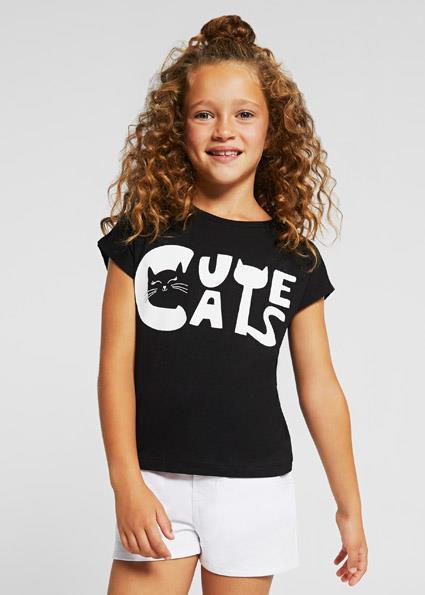 Mayoral Kız Çocuk Siyah Tshirt-Kısa Kol 