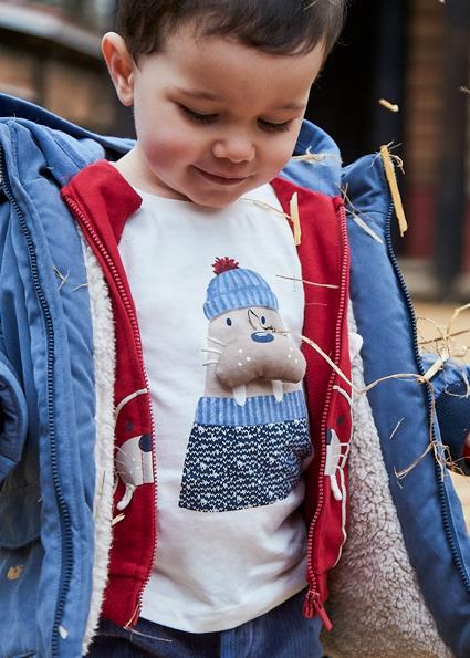 Mayoral Krem Erkek Bebek Uzun Kollu Baskılı T-shirt 2070