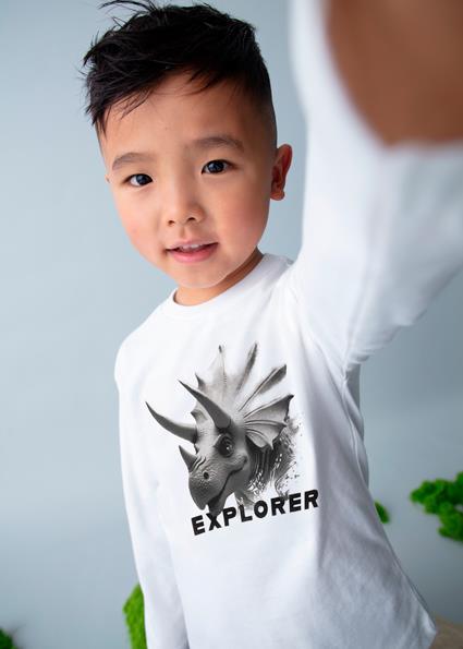 Mayoral Krem Erkek Çocuk Baskılı Uzun Kollu T-shirt 4090