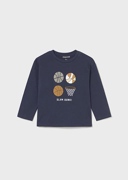 Mayoral Lacivert Erkek Bebek Uzun Kollu Baskılı T-shirt 2060
