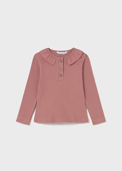 Mayoral Pembe Fırfırlı Yaka Nervürlü Polo Tişört 2112