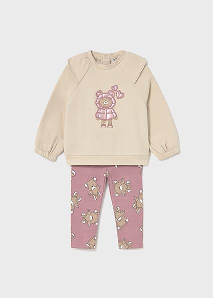 Mayoral Pembe Kız Bebek Sweatshirt ve Desenli Tayt Takım 2741