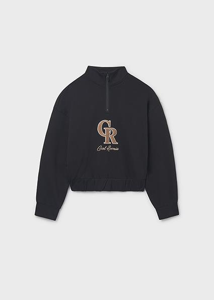 Mayoral Siyah Kız Çocuk Kabartmalı Sweatshirt 7424