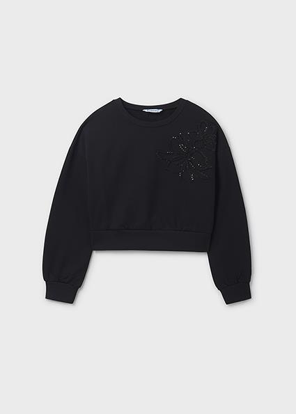 Mayoral Siyah Kız Çocuk Pul Detaylı Sweatshirt 7421
