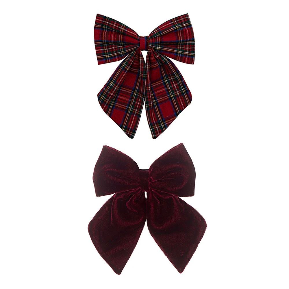 Mimi & Lula Tartan Agnes Bow 2'li Toka - Red