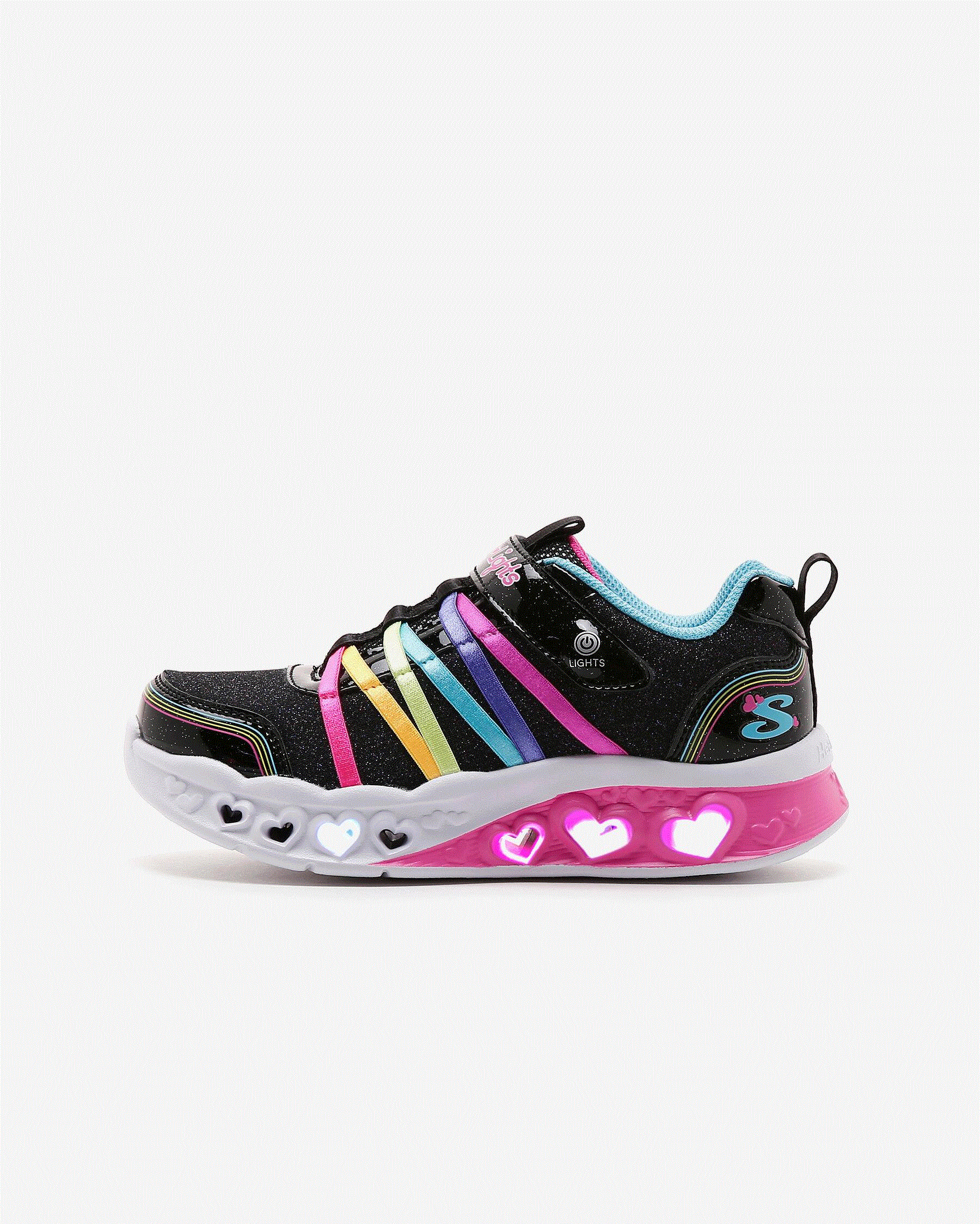 Skechers Flutter Heart Lights Siyah Kız Çocuk Işıklı Spor Ayakkabı