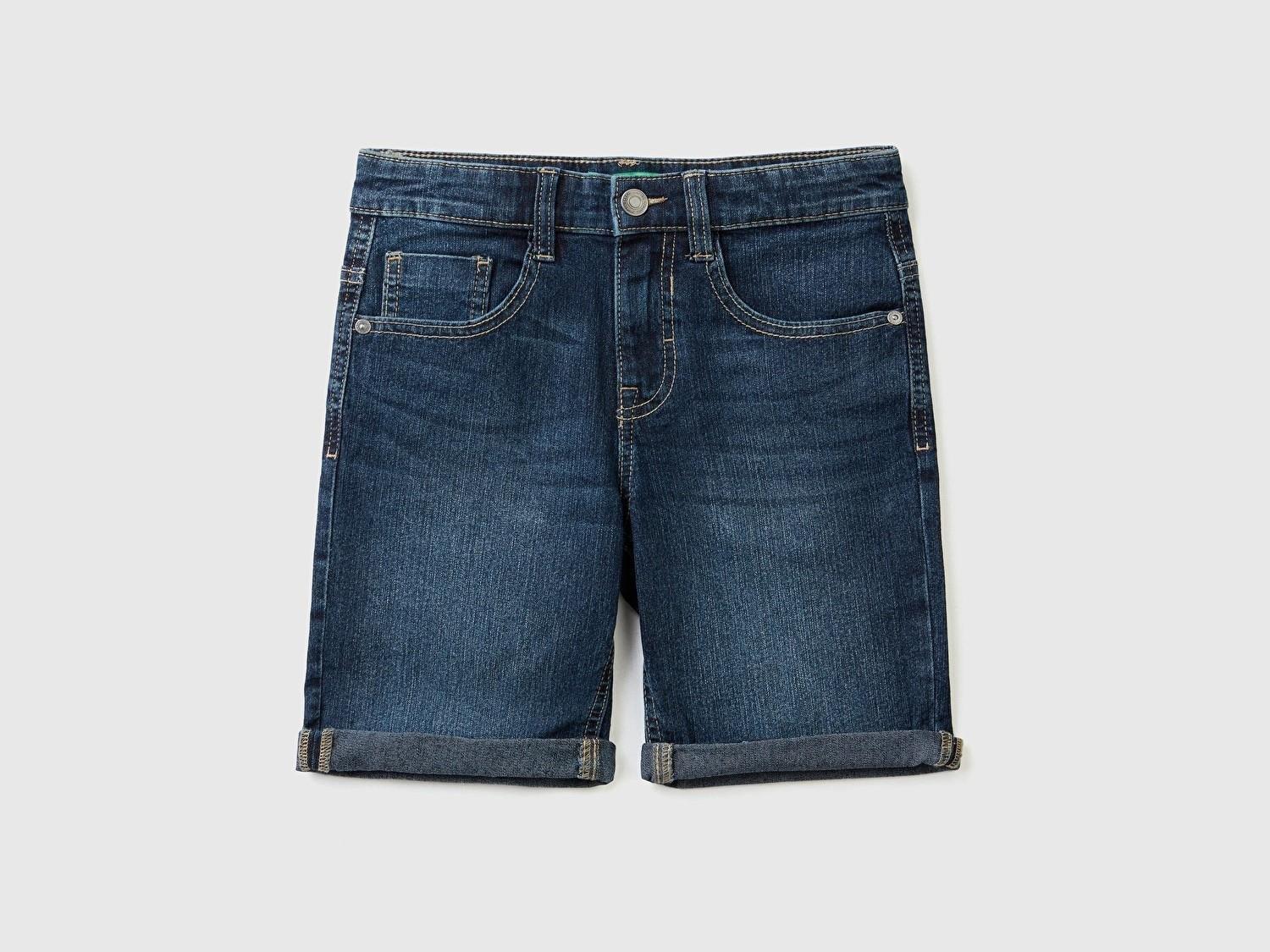 United Colors of Benetton Erkek Çocuk Mavi Bermuda Denim Şort